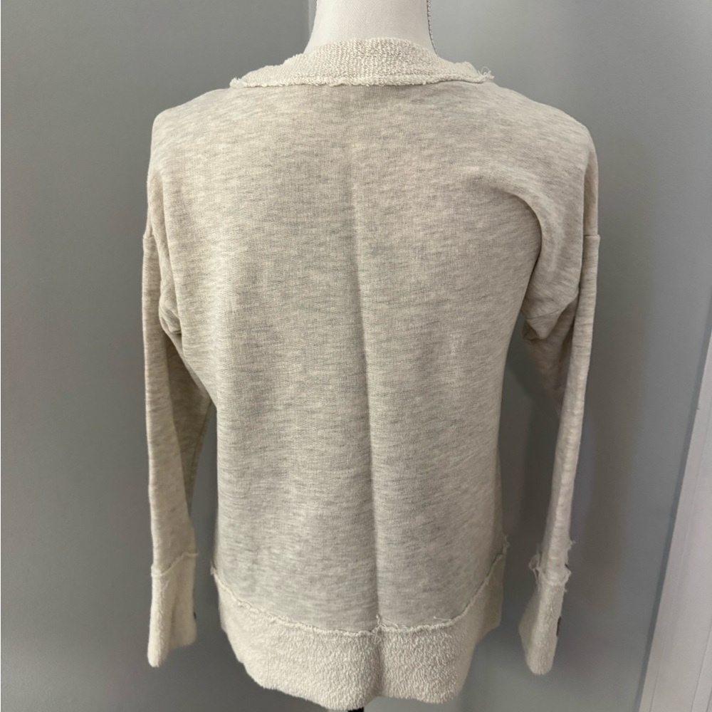Soft surroundings rustica cream sweatshirt with button detail sleeves - Picture 5 of 10